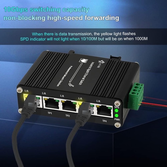 Mini Industrial 5-Port Gigabit Ethernet Switch - Hardened, 10/100/1000Mbps - Picture 2 of 12
